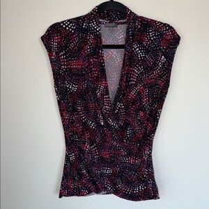 Y2K Vince Camuto Retro Pattern Wrap Style Top